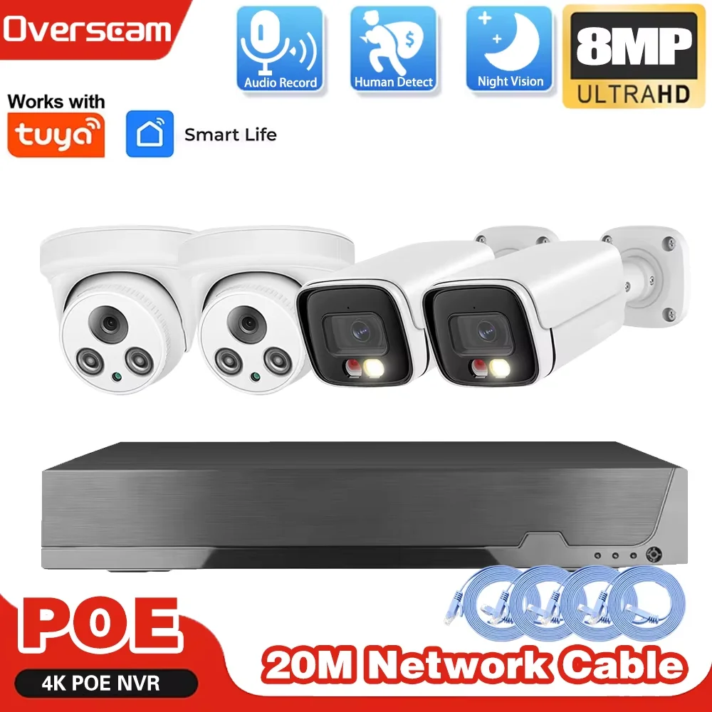 

Tuya 4K 8MP Security Kit 8CH POE NVR Outdoor Audio Record Human Detection Bullet Dome Camera Video Surveillance SmartLife System