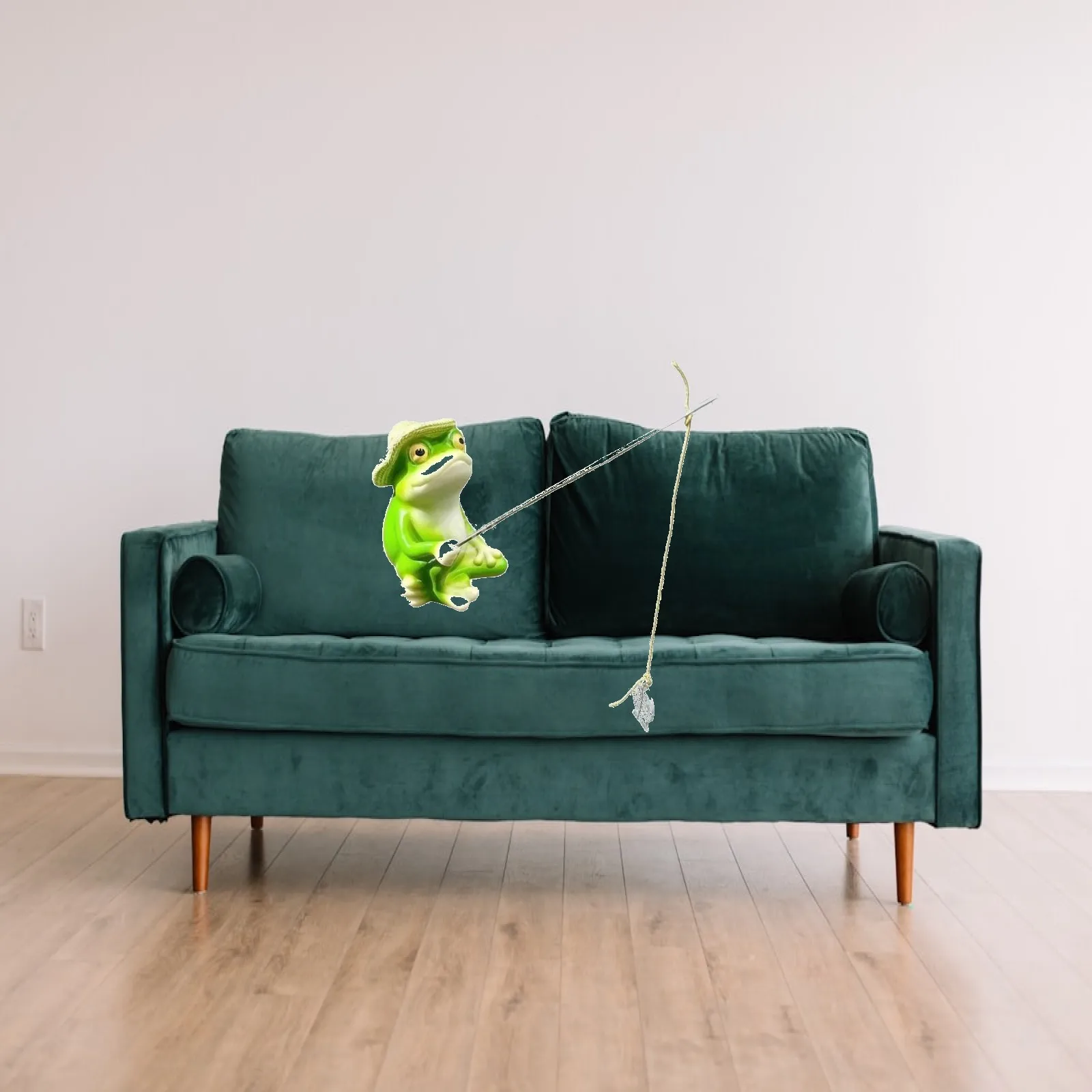 Decorative Frogs Resin Outdoor Seated Frog Ornament Fishing Rod Garden Statue for Courtyard Pond Decoration