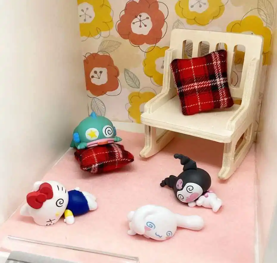 New Product In Stock Kt Cat Kuromi Character Fainting Design Blind Box Figurine Desktop Ornament As A Holiday Surprise Gift