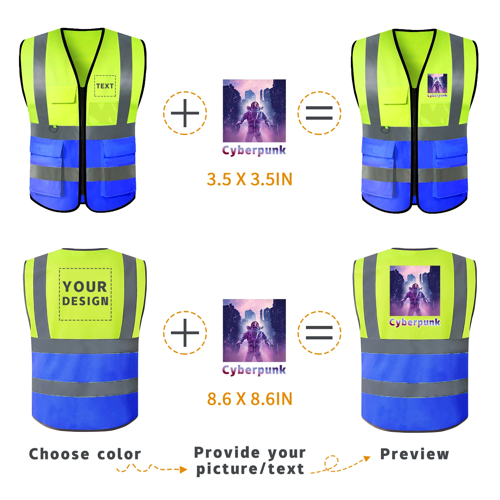 Printable LOGO Plus Size Reflective Safety Vest High Visibility Construction Worker Work Clothes Motorcycle Vest