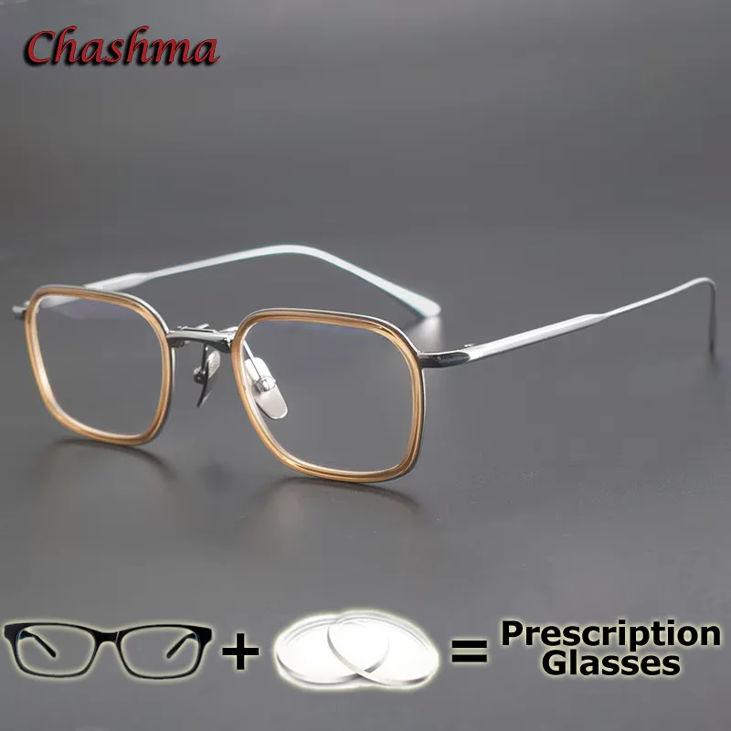 Chashma Prescription Glasses Pure Titanium Acetate Eyewear Anti Blue Myopia Presbyopia Lens Fashion Men Women Eyeglasses Frames - Image 5