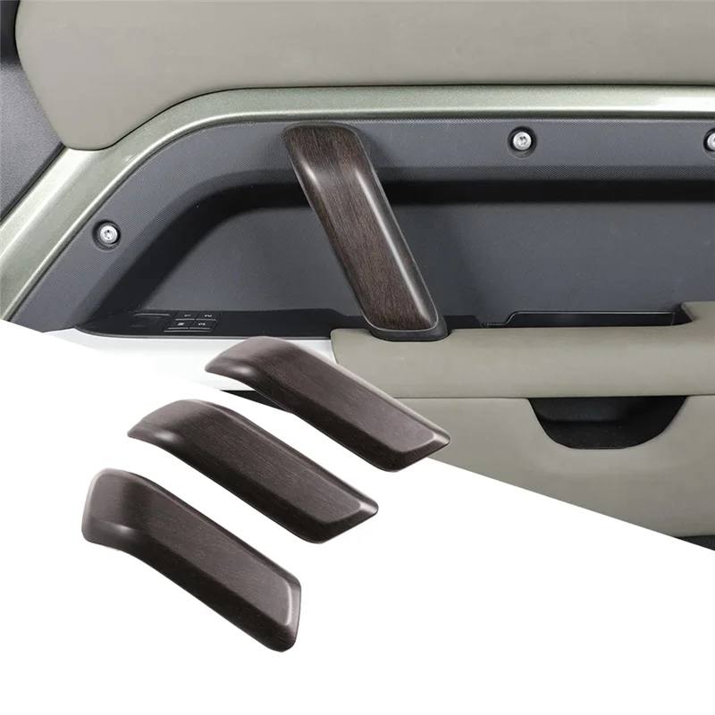 3Pcs Car Inner Door Handle Cover Trim Sticker for Land Rover Defender 110 2020-2023 Interior Pull High-Version Wood