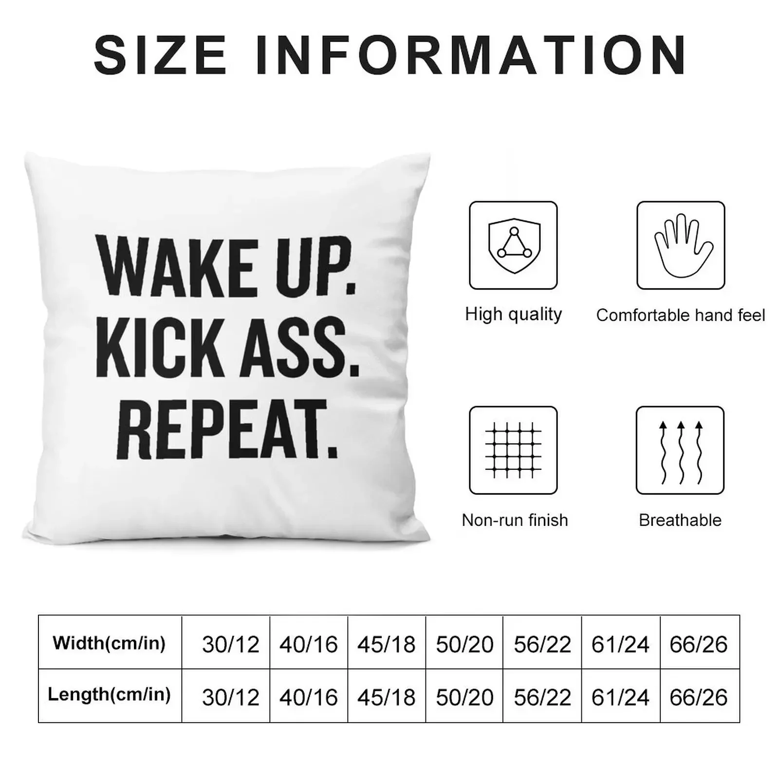 Wake Up. Kick Ass. Repeat Throw Pillow Cushion Cover Set Covers For Sofas pillow