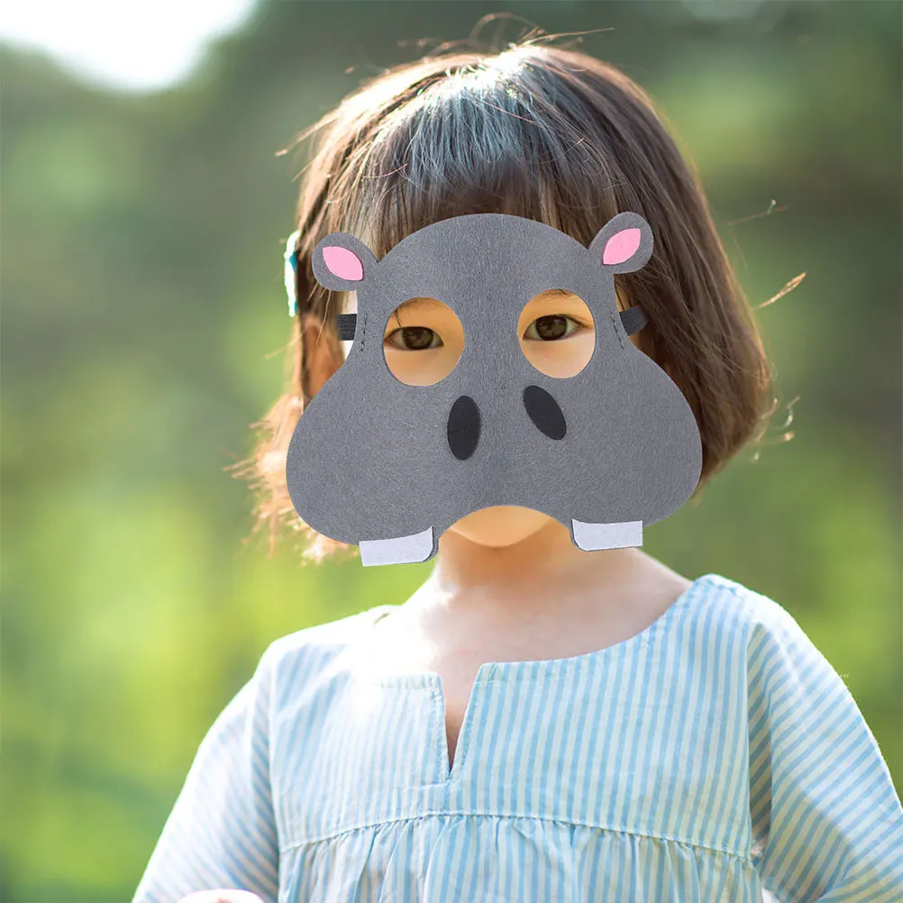 

3 Pcs Animal Mask Non-woven Kids Masks Reusable Cartoon Tiger Frog Hippo Masks Halloween Party Children Toy Accessories