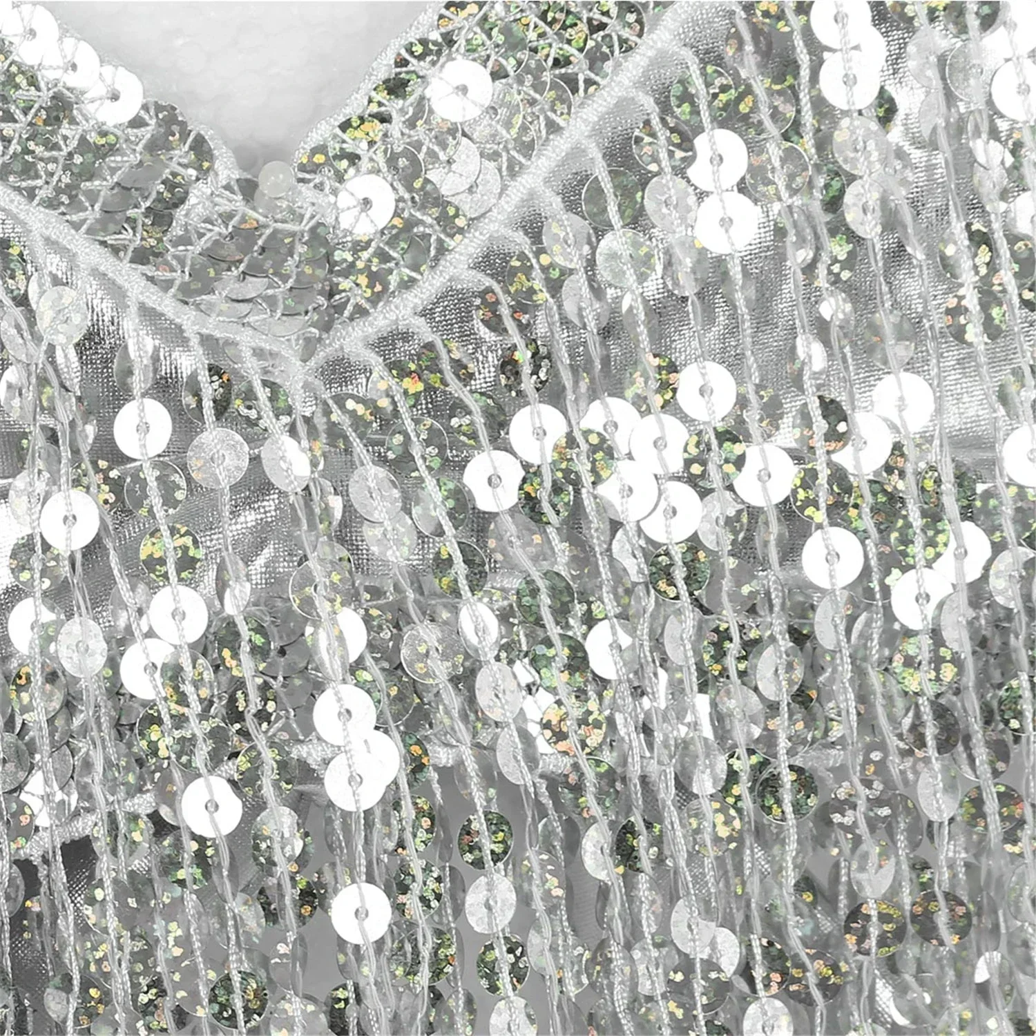 Women 2Pcs Belly Dancing Costume Shiny Sequins Tassels Crop Top with Fringe Hip Scarf Set Latin Salsa Samba Folk Dance Outfits