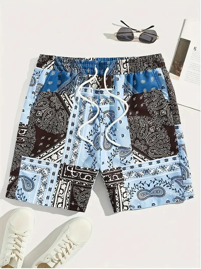 Heren Strandbroek Driedelige Cashewbloem 3d Bedrukte Korte Broek Heren Zomer Ademende Korte Broek Fitness Street Short Heren Ropa Hombre