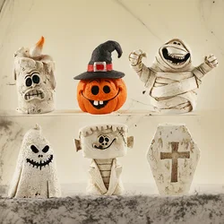 1pc Halloween Resin Figurine Ornament Miniatures Pumpkin Ghost Table Centerpiece Decoration Halloween Party Home Decoration