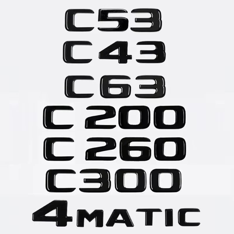 

3D ABS Car Rear Tail Trunk Letters Emblem Badge Sticker For Mercedes Benz C Class 4Matic W204 W205 C180 C220d C63 C200 C260 C300