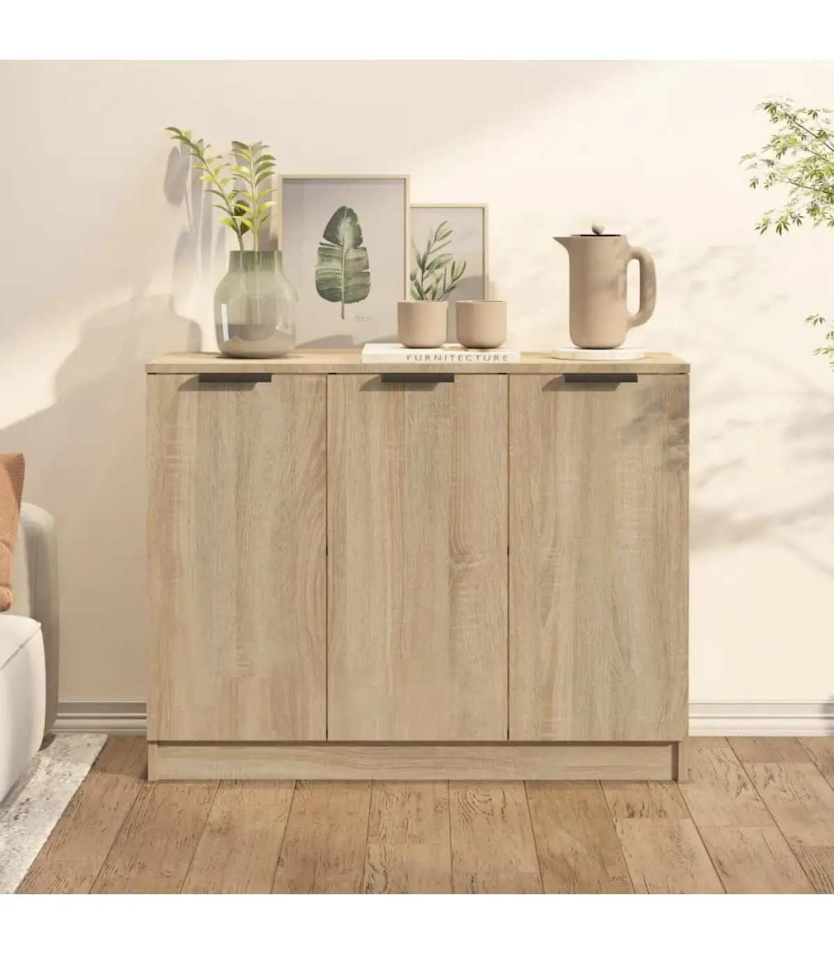 Sonoma oak plywood sideboard 90,5x30x70 cm