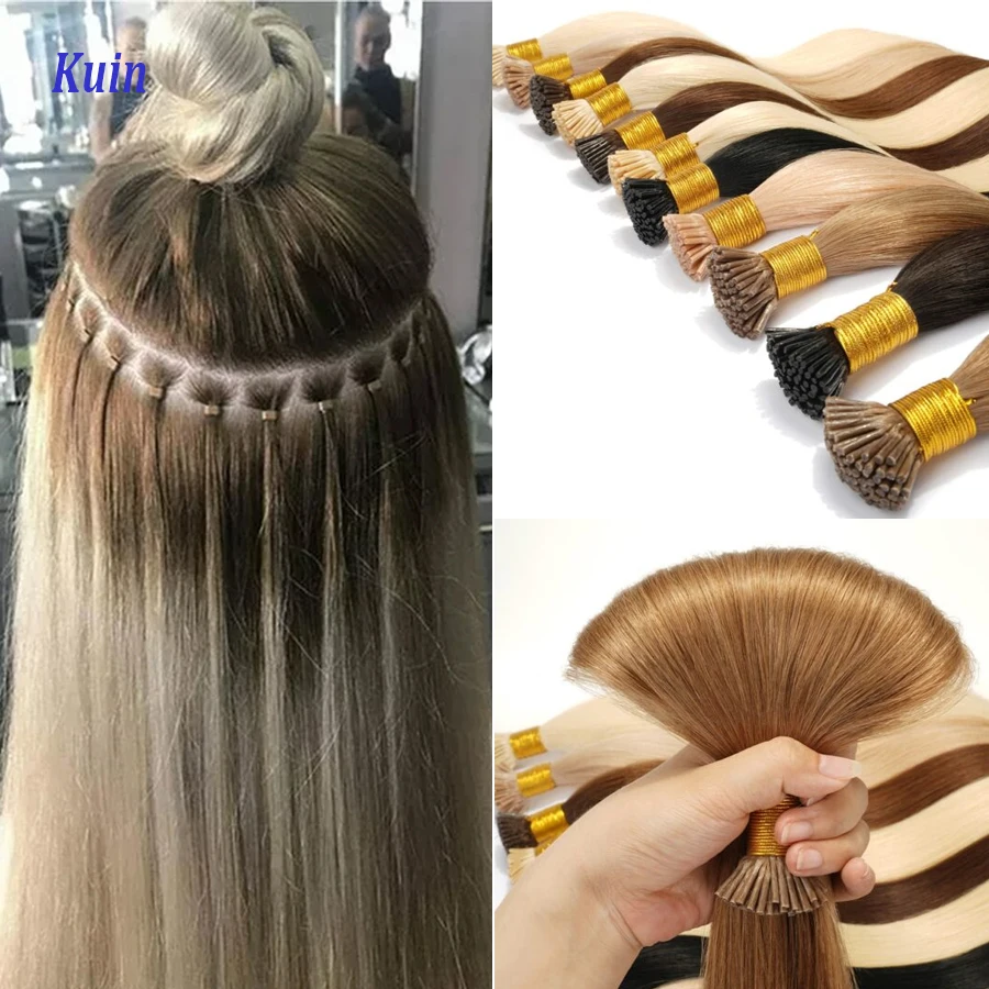 Straight i Tip Human Hair Extensions 0.8g/ 1g/Strand 50Stand Human Fusion Hair Brazilian Remy Human Hair Extensions Pure Color