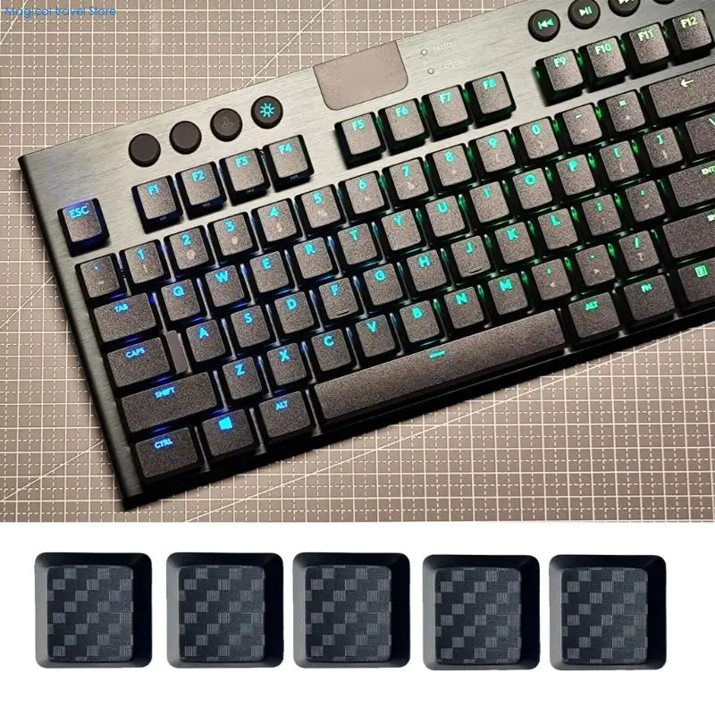 N2UB Only Keycap Carbon Fiber Keycap 5Keys Nonslip Texture Keycaps for G915/G813