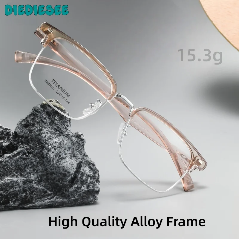 

DIEDIESEE New Women's Blue Light Resistant Alloy Eyeframe Business Men's Half Frame Optical Prescription Eyeframe TIM2027S