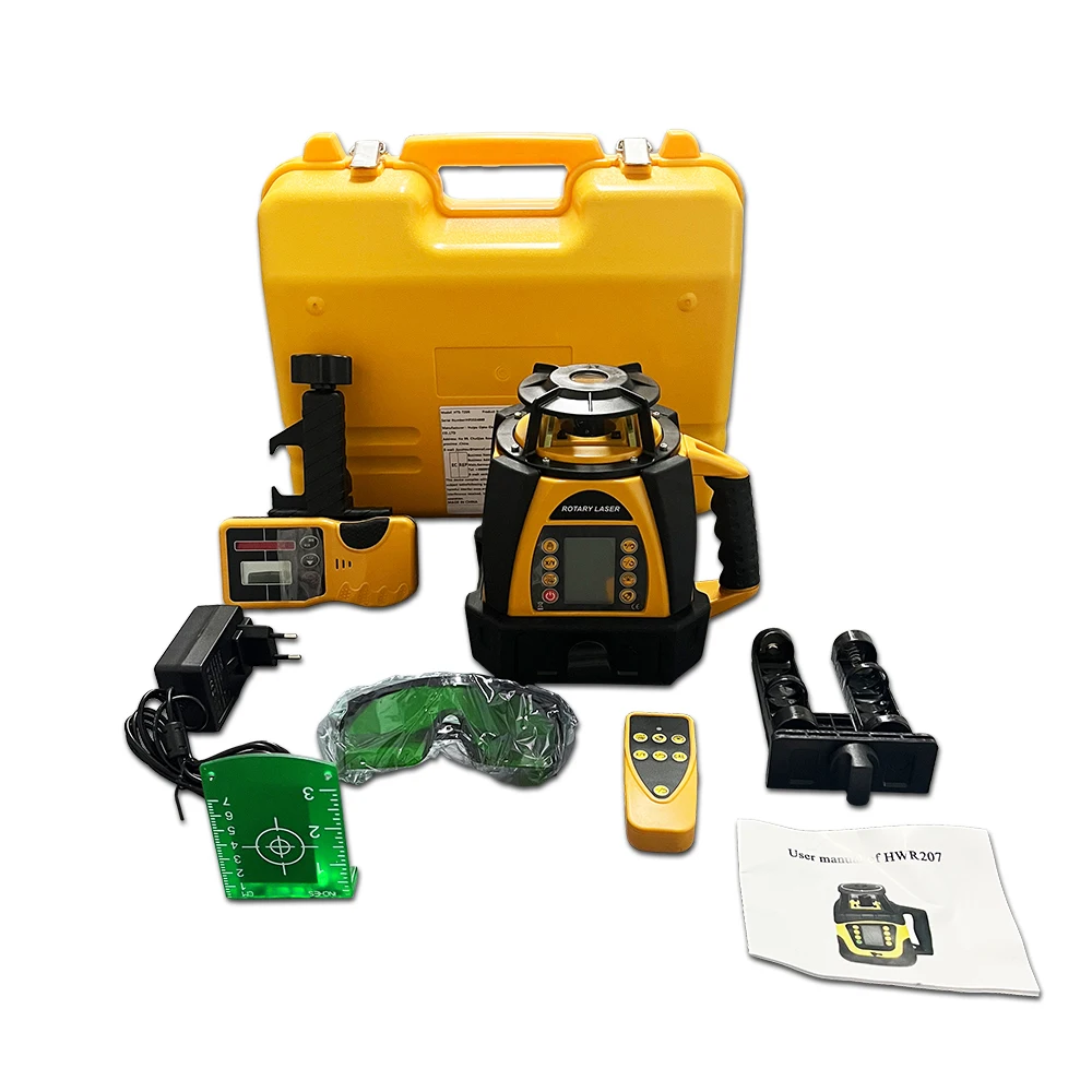 Heipoe 207G Surveying instruments Green beam Self-leveling LCD screen Rotray laser level with Remote Control&Receiver