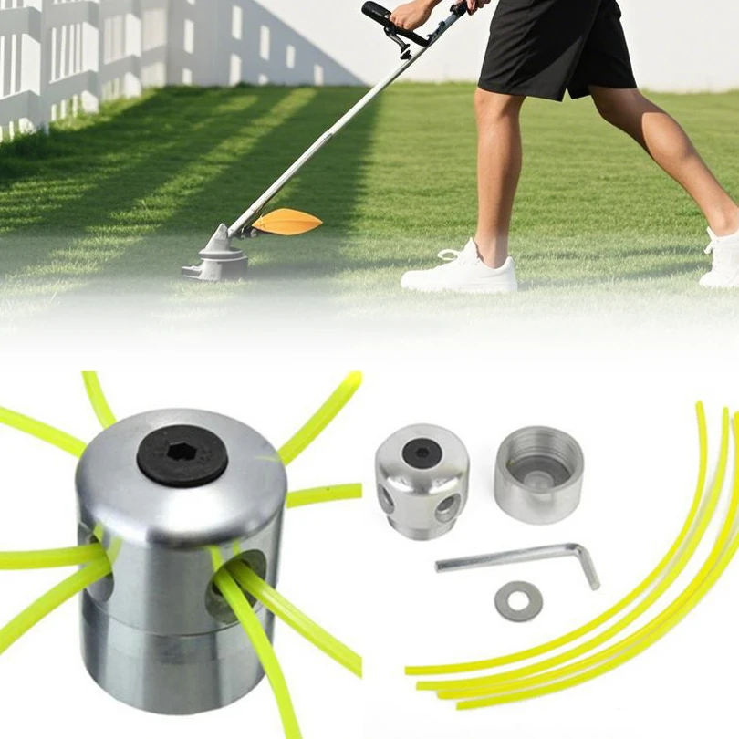 Universeller Trimmerkopf aus Aluminium mit vier Trimmerleitungen für Freischneider, Rasentrimmer