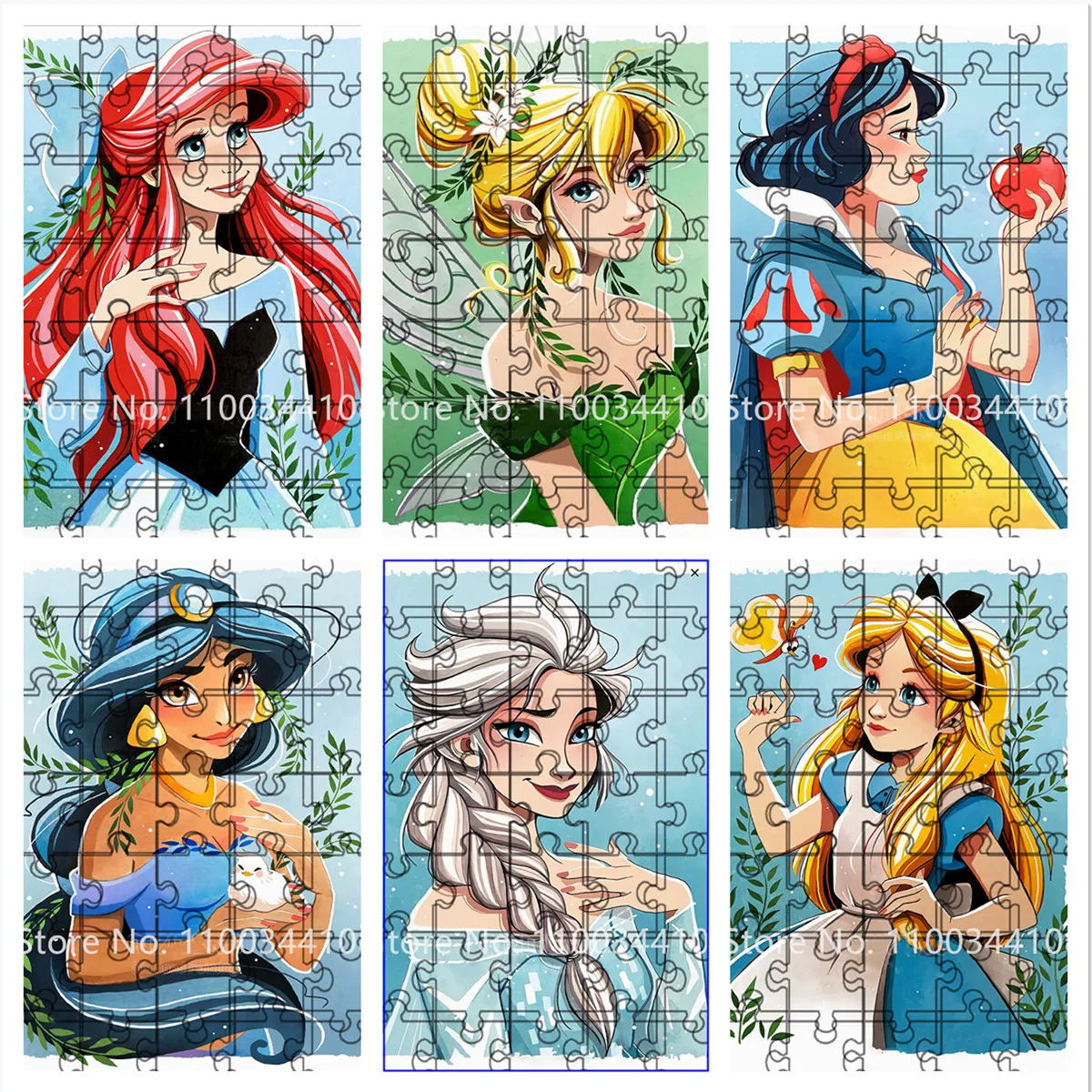 35 Pieces Disney Puzzle Princess Anna Snow White Alice Ariel Jigsaw Puzzles Cartoon Toys for Kids Educational Handmade Gift