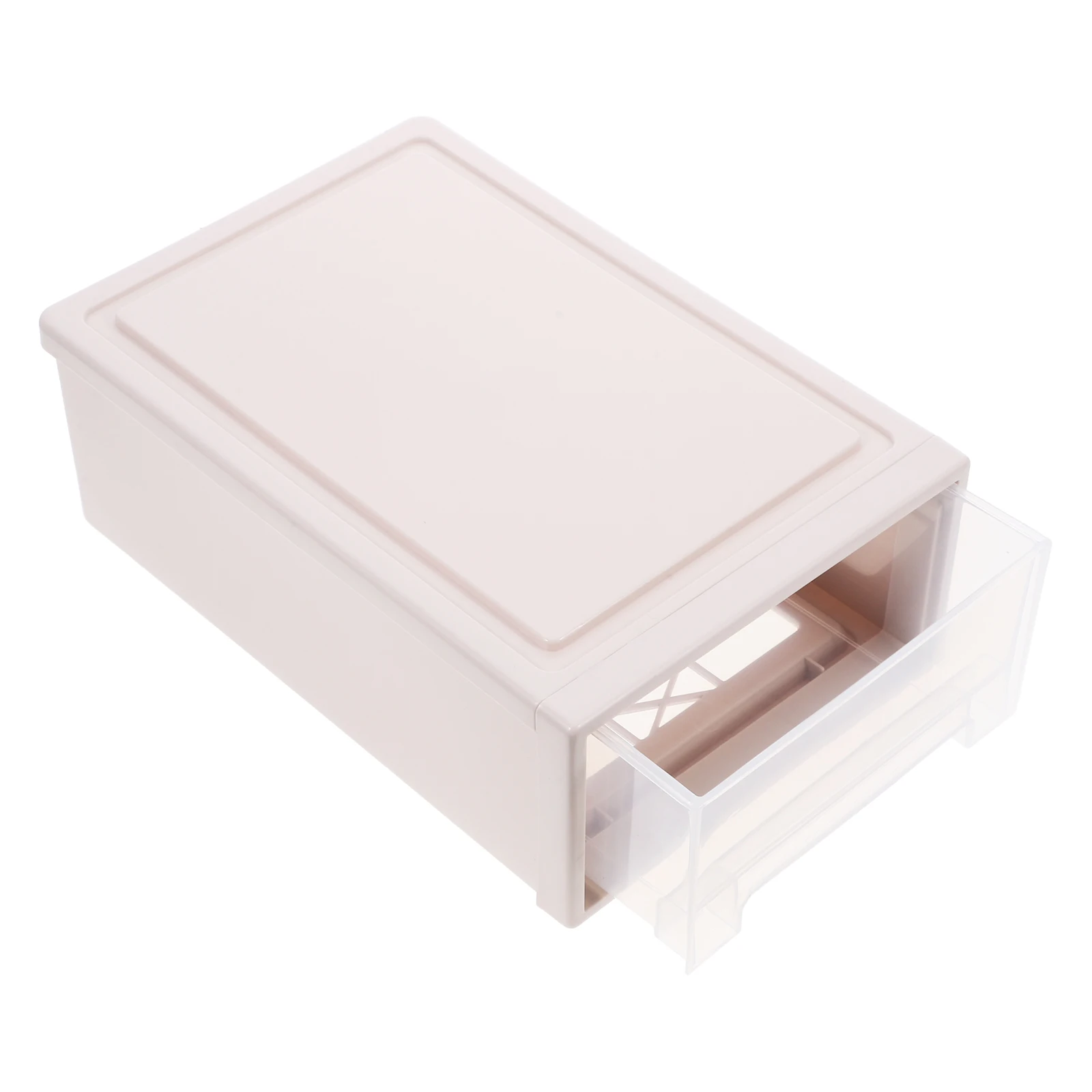 

Plastic Storage Box 5L 27x18x9cm Beige Drawer Large Capacity Transparent Stackable Clothes Organizer Storage Bins Desk Drawer
