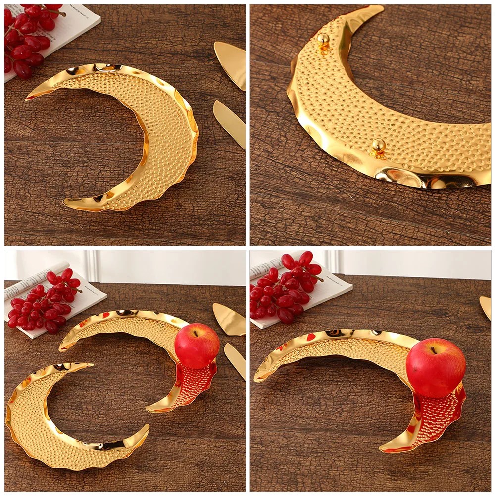 

Moon Shaped Pastry Tray ies Dried Fruits Snacks Storage Sturdy Easy Clean Creative Home Kitchen Dinnerware Metal Compact