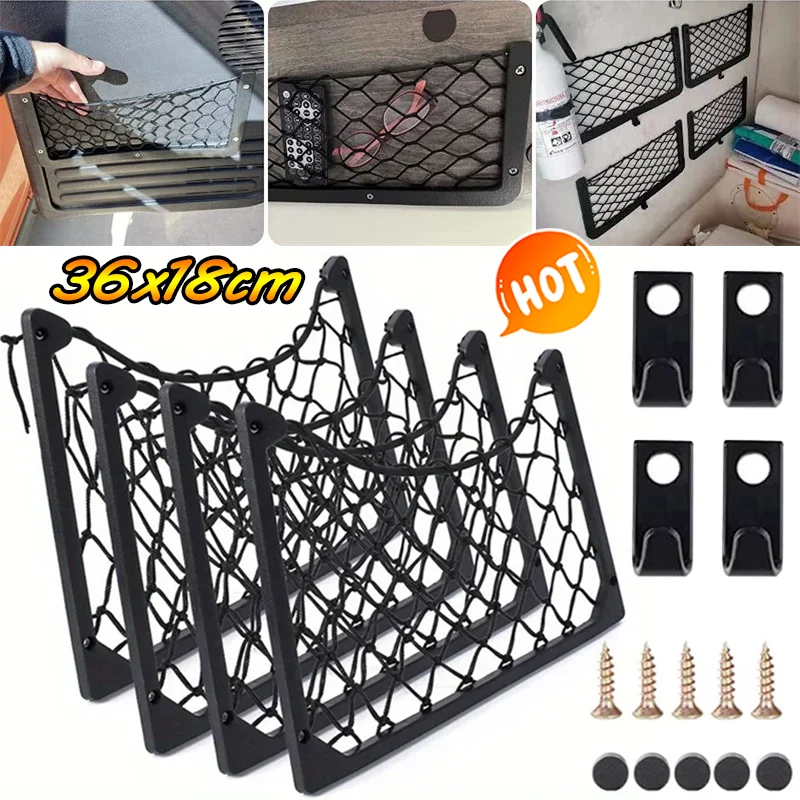 

Car Storage Net Elastic Stretch Mesh Storage Rack Cargo Mesh Magazine Rack Caravan RV Boat Camper Bus Car Accessories Interior