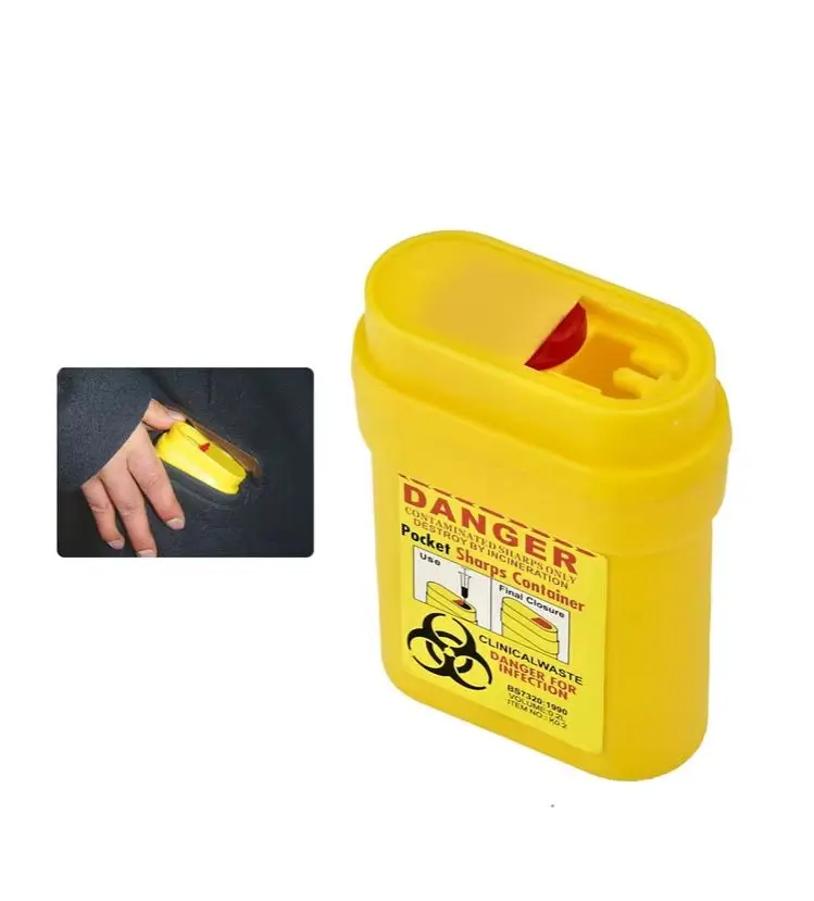 Sharp Container to Disposal Needles Biohazard Multiple-Use Needle Disposable Puncture Resistant Waste Bin 0.2 Litre Red