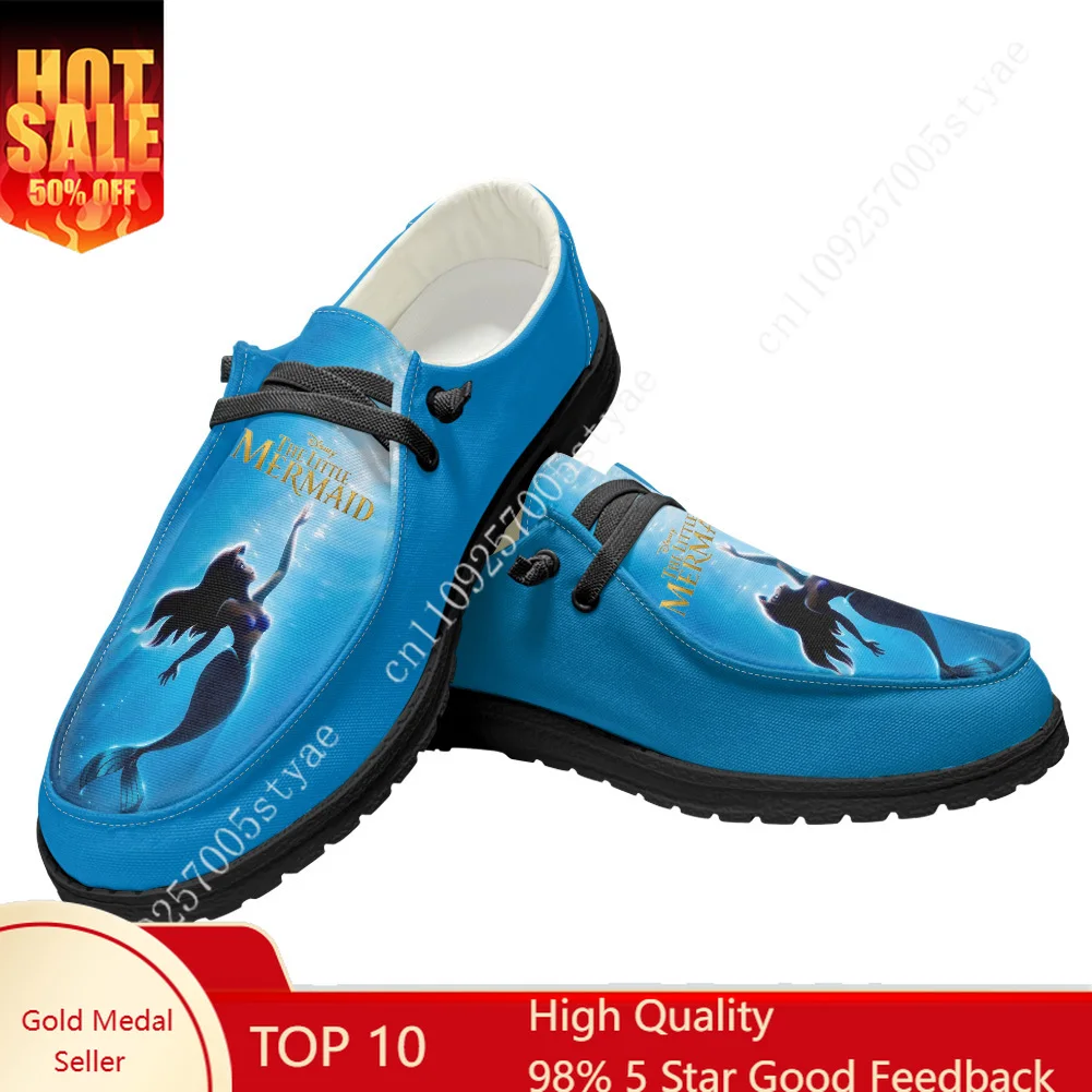 

Повседневная обувь Disney Ariel The Little Mermaid, мужская и женская обувь на плоской подошве, дышащая легкая уличная обувь, обувь на заказ