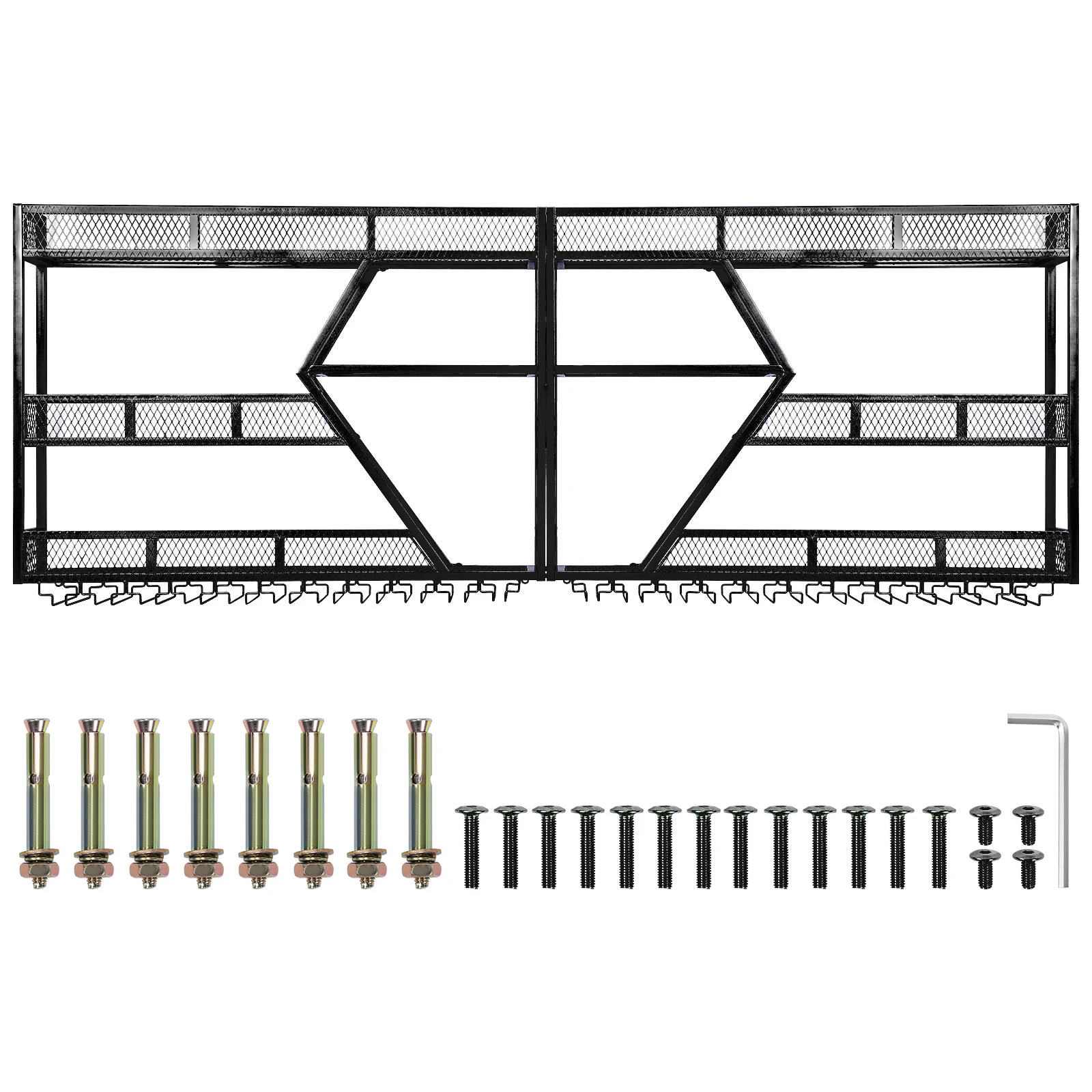 

3/4 Tier Wall Mounted Wine Holder Metal Wine Storage Rack Display with Glass Holder for Kitchen Home Dining Room Living Room