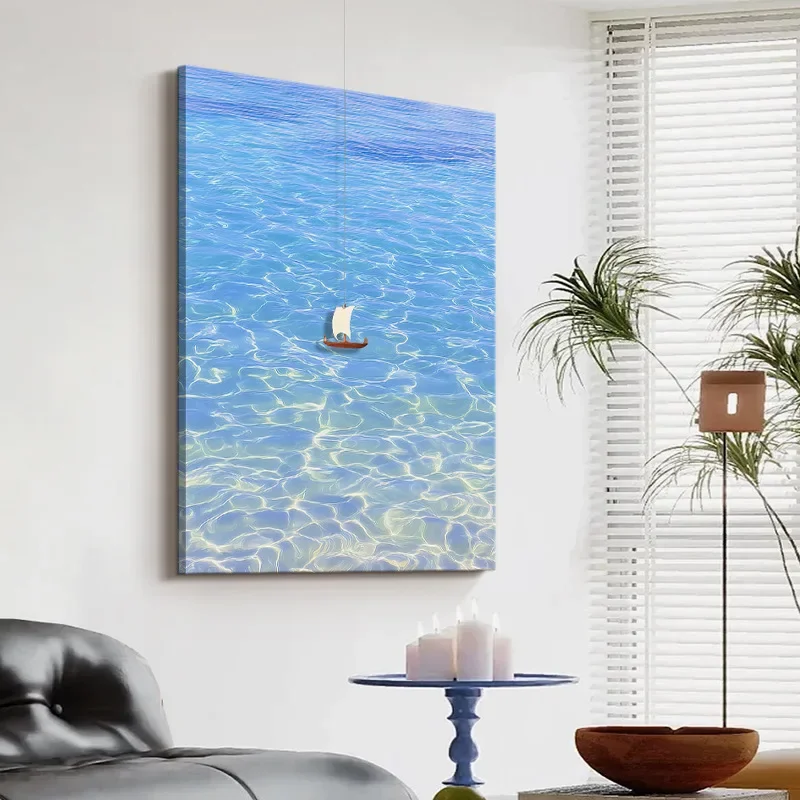 Metal Frame Water Wave Decorative Painting Frame Modern Minimalist Ocean Prints Stunning Framed Hanging Artwork