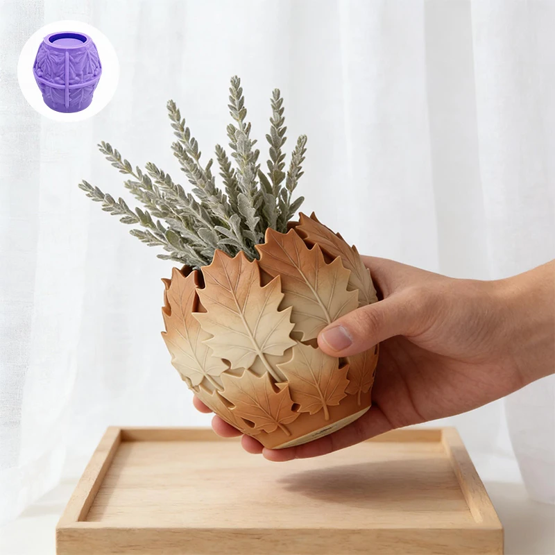 Leaves-shaped silicone art mold with exquisite texture. Use it to make forest-themed maple leaf ball flower pots/decorative orna view 2