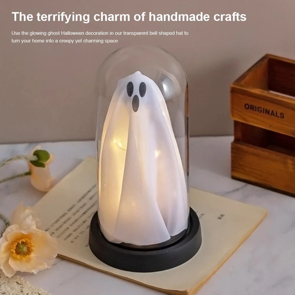 ديكور الهالوين يضيء شبح في قاء زجاجي بلاستيكي لتزيين الهالوين شبح لطيف داخلي مع ضوء ليلي لشبح الهالوين الخفيف #1