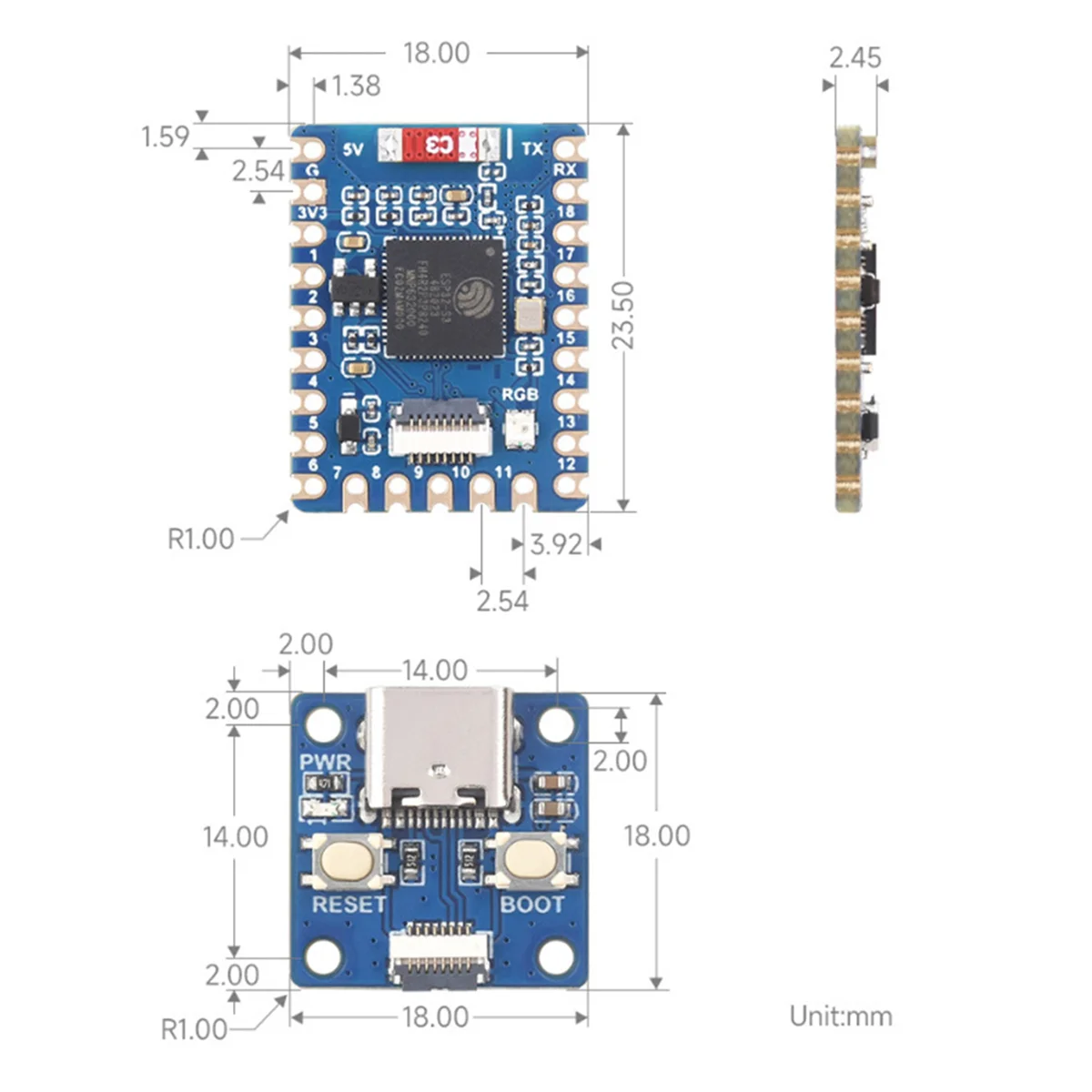

ESP32-S3-Tiny макетная плата Bluetooth LE + 2,4 ГГц Wi-Fi на основе ESP32-S3FH4R2 Mini макетная плата