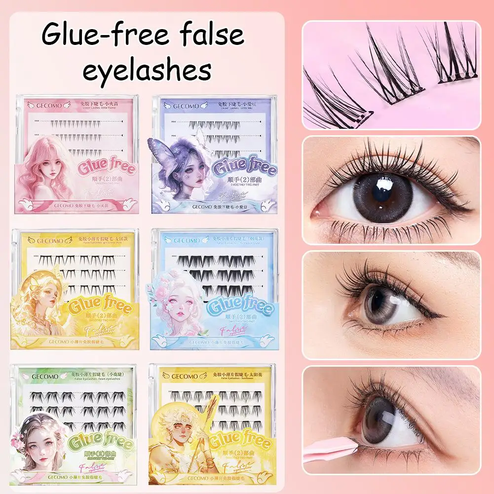 Glue-free False Eyelashes Nature Single Cluster Segmented Fake Up Upper Lower Extension Curl Lashes Dense Makeup Type Eye D S9H1