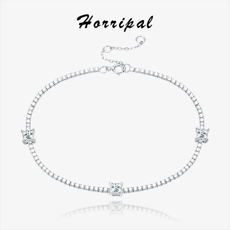 

D VVS1 Moissanite Tennis Bracelet for Women Pass Diamond Tester S925 Sterling Silver 18k White Gold Plated Wedding Party Jewelry