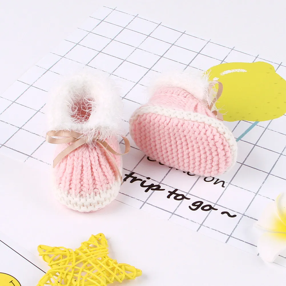 1Pair Baby Floor Socks Shoes Premium Cotton Cloth Prewalker for Winter Autumn Soft Sole Toddler Shoes Pink 0-6 Months