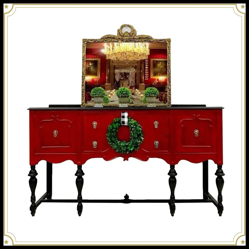 X-S solid wood retro porch cabinet entry light luxur foyer decorative side cabinet HG