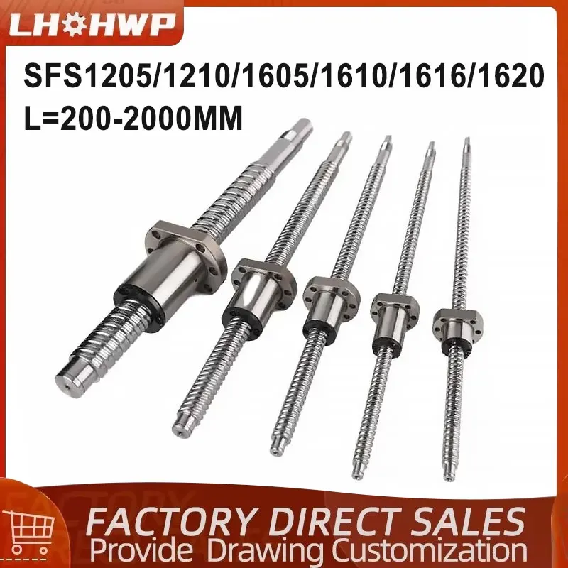 

1set Ballscrew C7 SFS1205/1210/1605/1610/1616/1620 200-2000mm With flange single ball nut BK/BF End Machining For CNC Parts