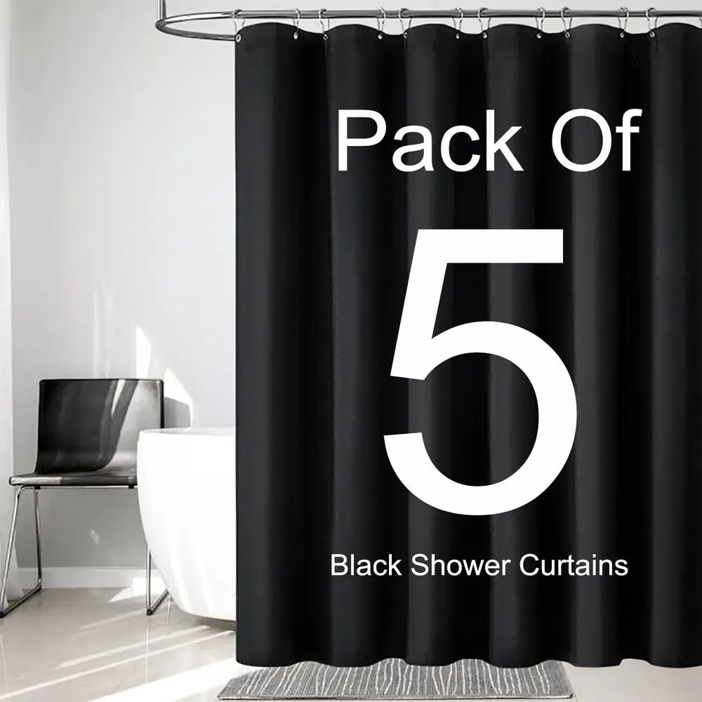 

5 Pack Fabric Shower Curtain Liner with Magnetic Hem, Rustproof Metal Grommets, Waterproof Hotel-Quality, 72 x 72 inch Washable