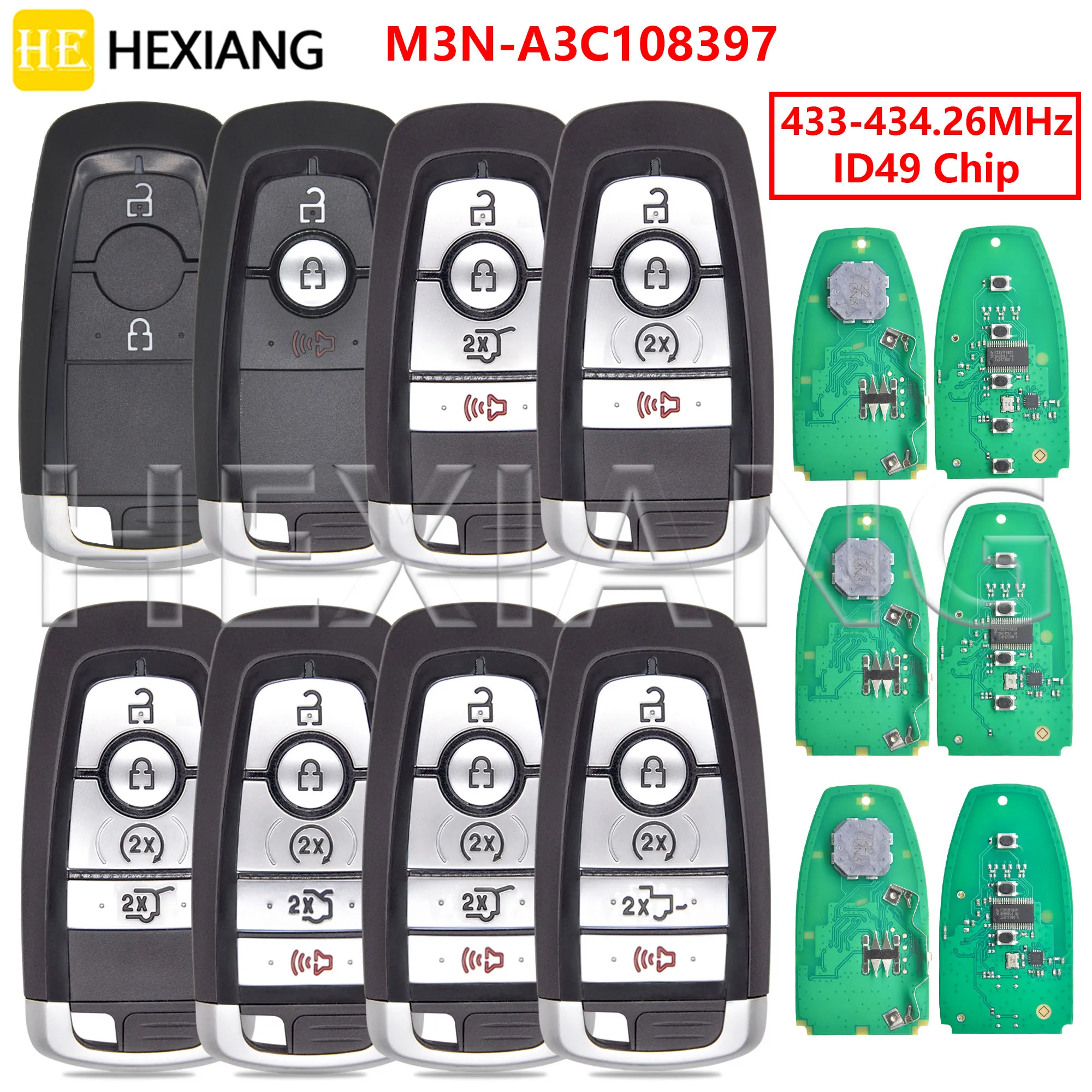 DR M3N-A3C108397 ID49 Chip 433-434.2MHz Car Remote Key 164-R834 For Ford Explorer Expedition Mustang Lincoln Navigator 2023 2024