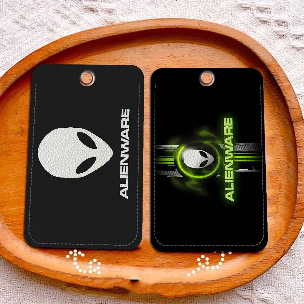 حامل بطاقة الوصول من D-Dellse A-AlienwareS Animation PC Gaming Style PU مع سلسلة مفاتيح - حماية تنفيذية لبطاقة البنك والمترو الأنفاق