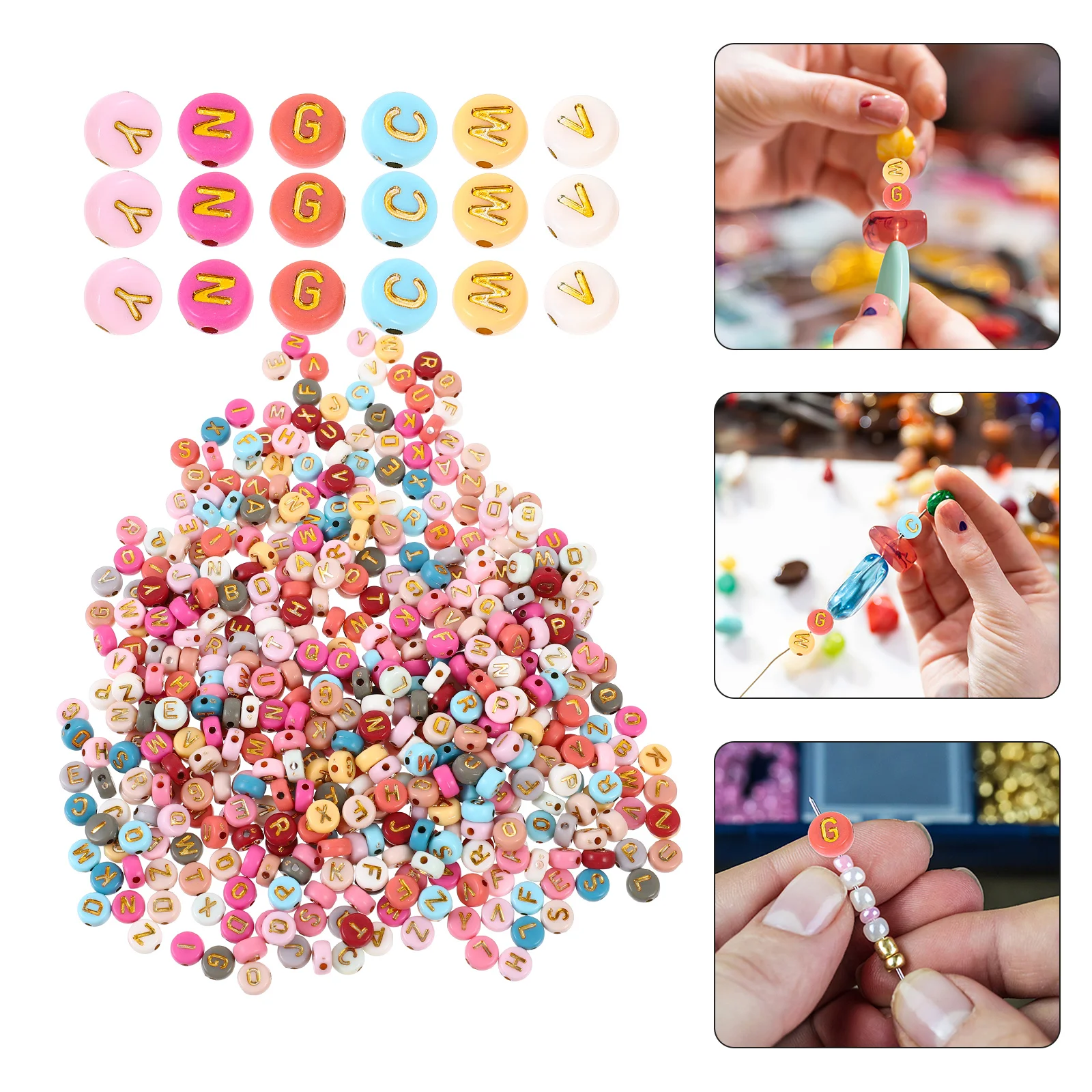 1000 قطعة الإنجليزية رسالة الاكريليك الأبجدية Diy بها بنفسك صنع المجوهرات الحرفية سوار خزر عازل الخرز رسالة الزخرفية