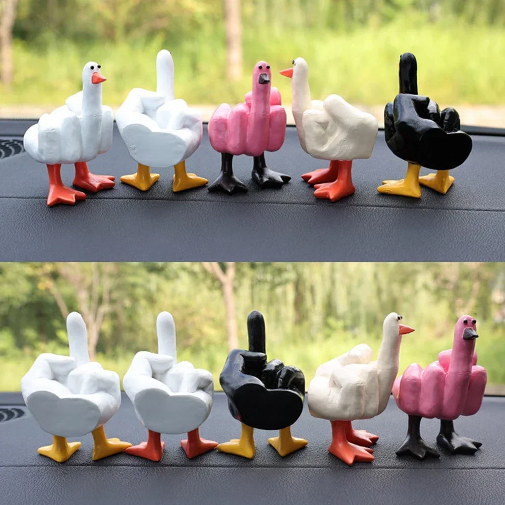 Mittelfinger kleine Ente Skulptur Harz Ente dekorative Figur Tisch Ente Ornament für Hausgarten Schreibtisch Dekoration