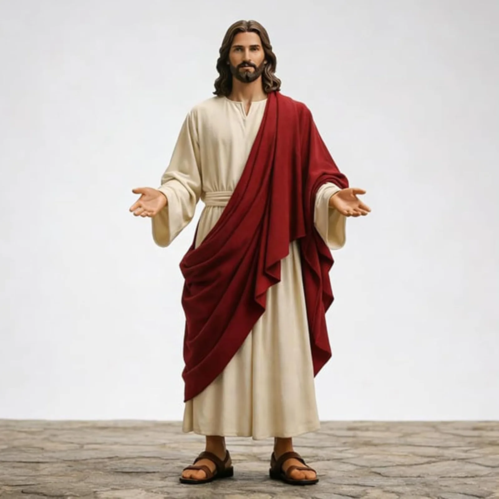 Figura Edição Jesus Cristo, Estátua de Jesus Cristo com Braços Abertos, Figura Religiosa de Resina Pintada à Mão