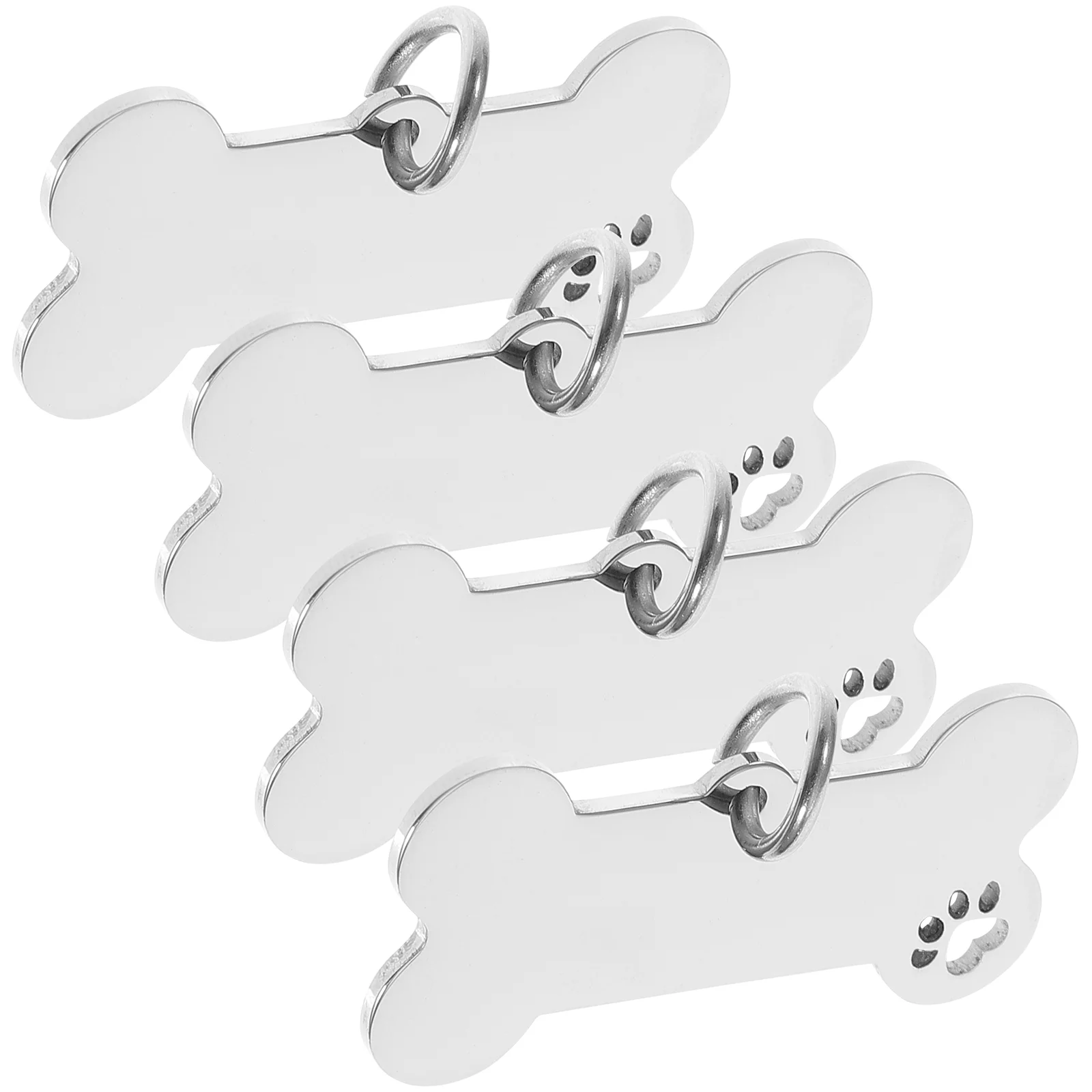 

4 Pcs Identification Tags Pet Puppy Dog Pendant Silver Stainless Steel Anti-lost