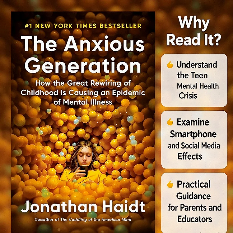 The Anxious Generation By Jonathan Haidt, #1 NYT Bestseller, Teen Mental Health & Social Media Parenting Book
