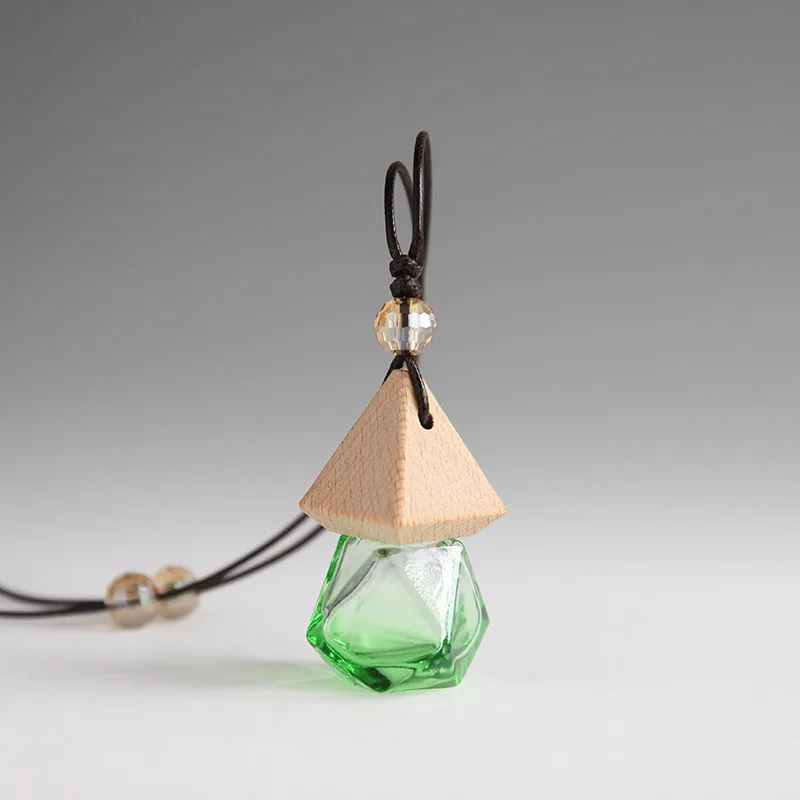 Bouteille vide d'huile essentielle de 8ML, pendentif de parfum de voiture, bijoux d'aromathérapie, bouteille en verre, pendentif de bouteille de parfum avec couvercle en bois