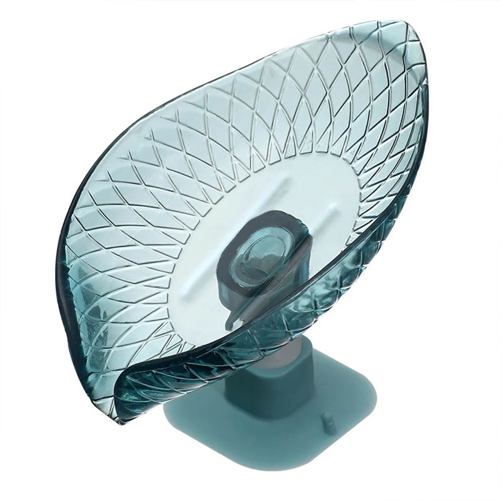 1pc Suction Cup Soap Dish Box Leaf-shaped Soap Case Bathroom Shower Soap Box Sponge Soap Holder Tray Bathroom Gadgets