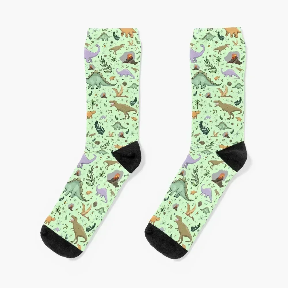 

Dinosaurs in Green Socks designer brand aesthetic Heating sock Wholesale Male Socks Women's