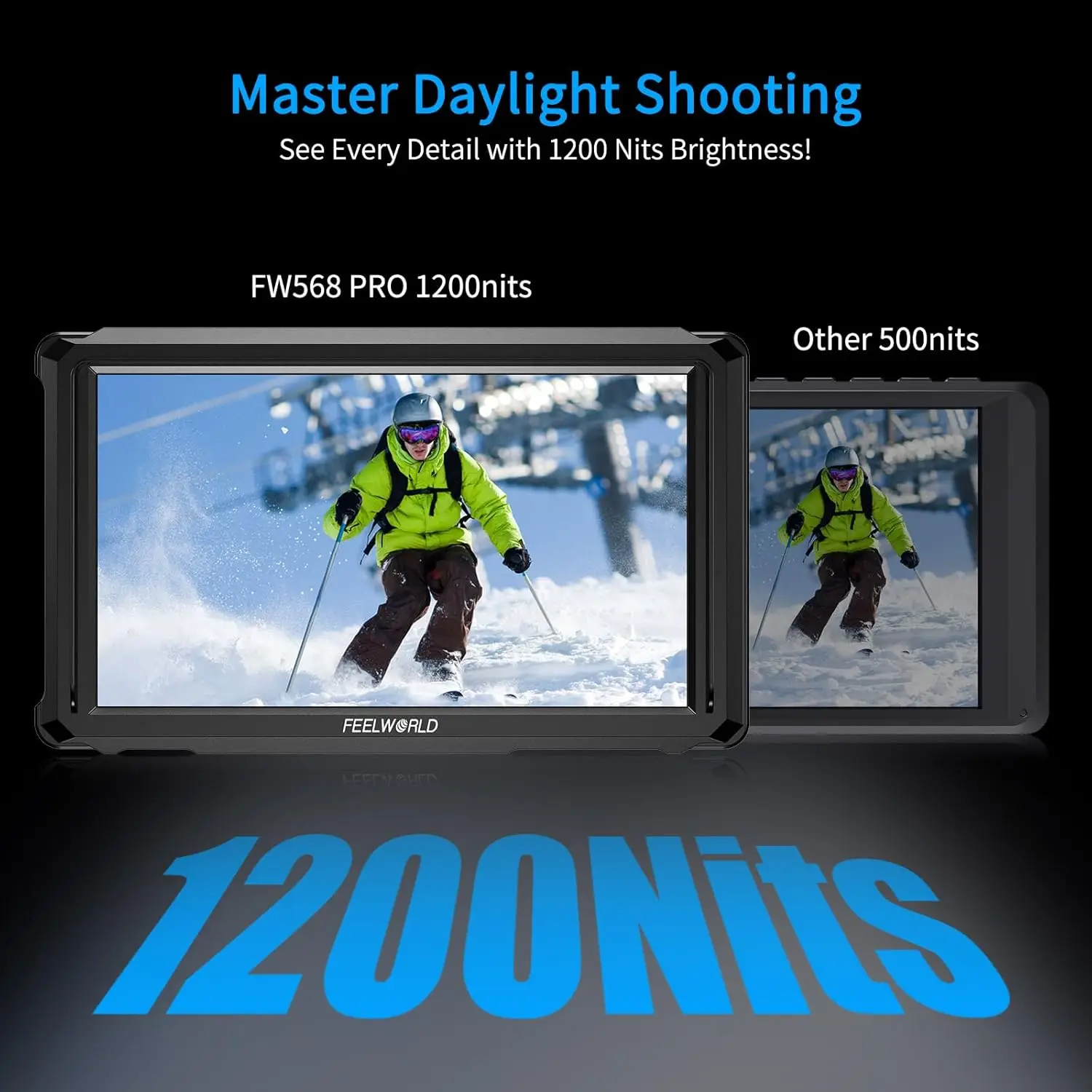 FEELWORLD FW568 PRO 6 "1200Nits Field Monitor Custom 4K 60Hz HDMI 3D LUT กล้องสว่างสูง DSLR น้ําหนักเบา Field การตรวจสอบ