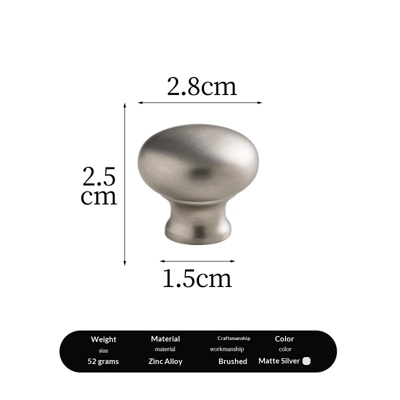 French minimalist cabinet door handles, wardrobe cabinet doors, shoe cabinet drawers, stainless steel silver spherical Bauhaus s