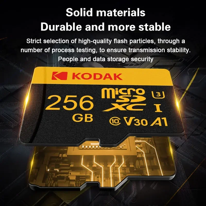 2 pezzi Kodak Original 256GB scheda Flash ad alta capacità schede Micro SD Ultra Micro TF Memory Card Micro Card con adattatore SD gratuito