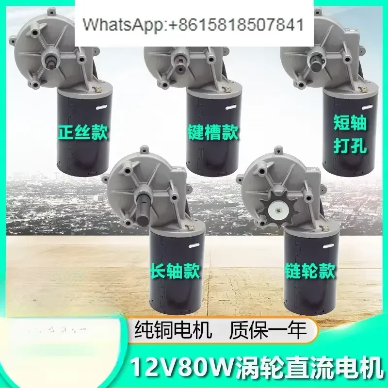 12V 80W Permanent Magnet DC Motor with Worm Gear Reduction High Power Speed Regulation for Seeder and Agricultural Machinery