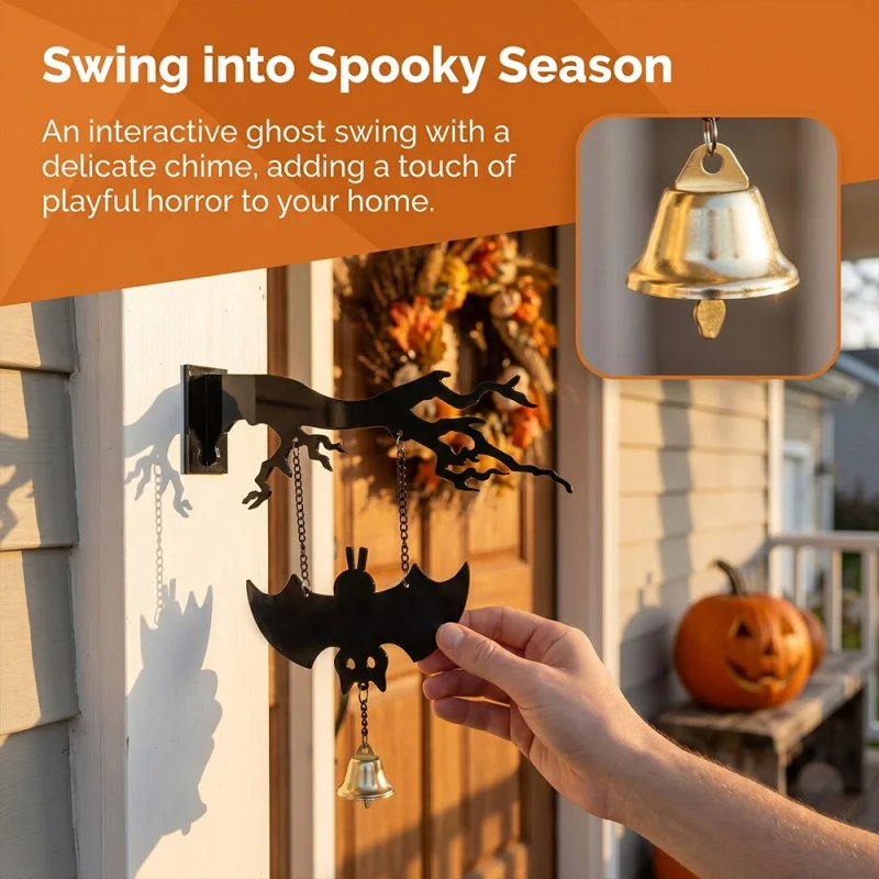 Halloween Acrylic Door Hanger Dead Branch Bell Chime Spooky Wall Porch Hanging Ornament Creative Holiday Party Home Decoration - view 3